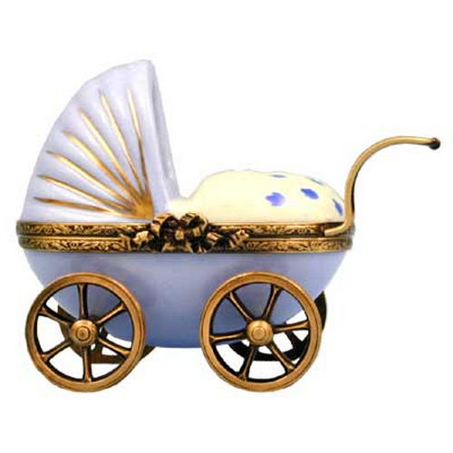 Magnifique Baby Carriage with Baby Boy Limoges Box