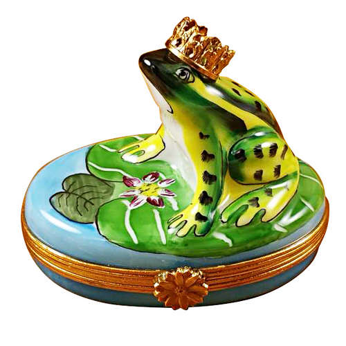 Magnifique Frog with Crown Limoges Box