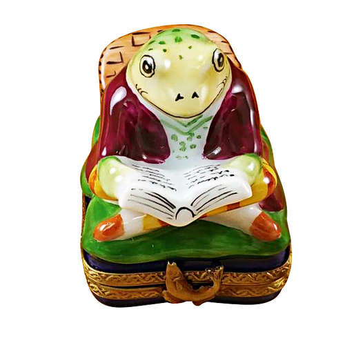 Magnifique Fishing Frog with Book Limoges Box