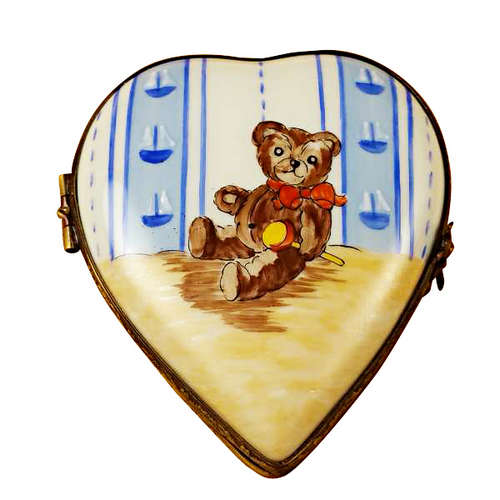 Magnifique Heart with Teddy Bear Limoges Box