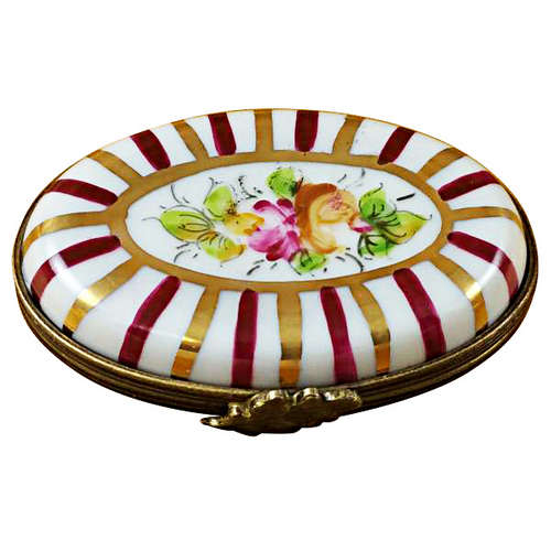 Magnifique Red Striped Oval Limoges Box