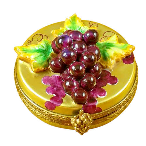 Magnifique Grapes on Gold Oval Limoges Box