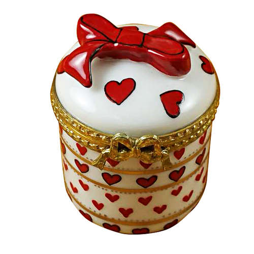 Magnifique Round Valentine with Dangling Heart Limoges Box