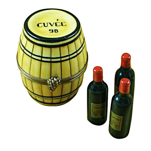 Magnifique Wine Barrel with Three Bottles Limoges Box