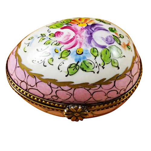 Magnifique Egg with Pink and Flowers Limoges Box