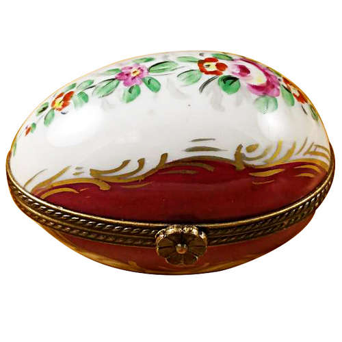 Magnifique Burgundy Egg with Flowers Limoges Box