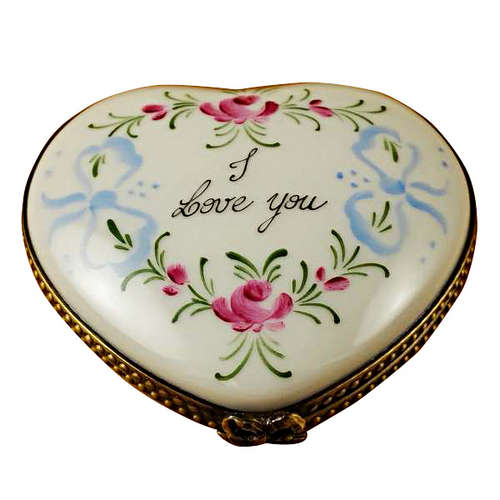 Magnifique I Love You Heart with Bows Limoges Box