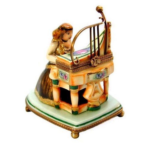 Chanille Lady with Harpsichord Limoges Box