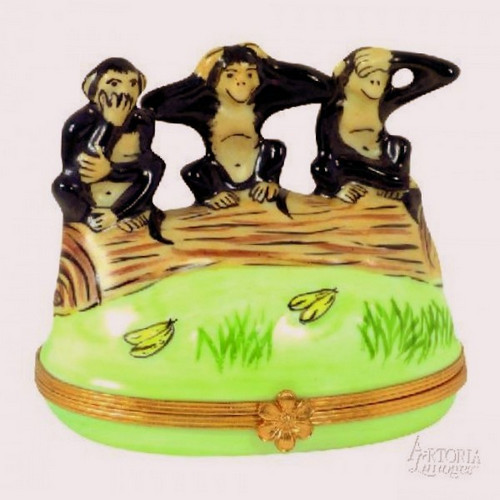 Artoria Three Monkeys Limoges Box