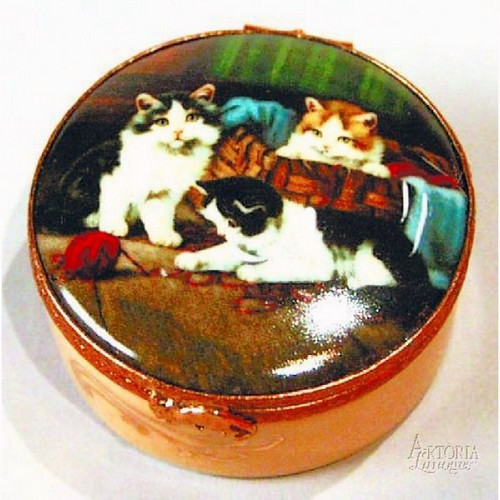 Artoria Round Boxes with Cats set of 4 Limoges Box