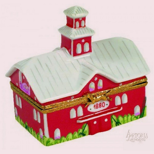 Artoria Big Red Barn with Cow Limoges Box