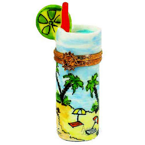 Artoria Tropical Drink with Palm Tree Limoges Box