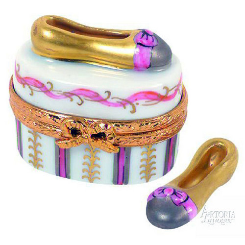 Artoria Bow Shoes: Gold and Pink Limoges Box