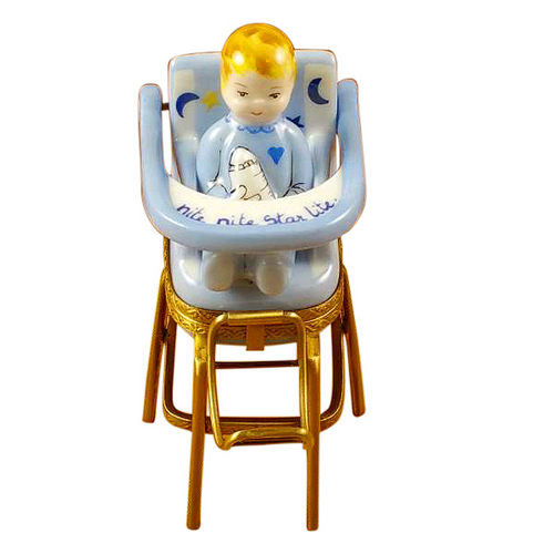 Rochard Baby in Blue High Chair Limoges Box