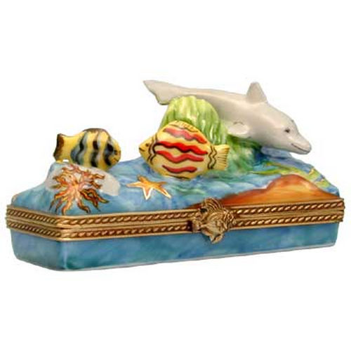 Rochard Ocean Scene with Dolphin Limoges Box