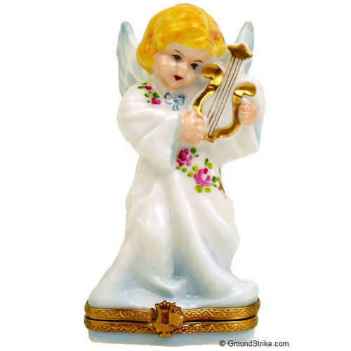 Rochard Angel with Lyre Limoges Box