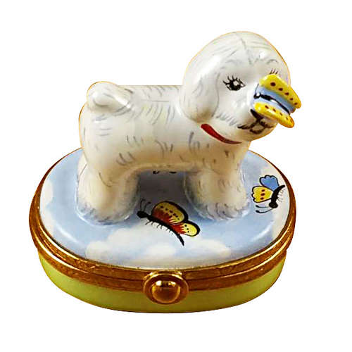 Rochard Bichon Frise with Butterfly Limoges Box