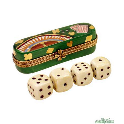 Rochard Dice Box with Four Dice Limoges Box