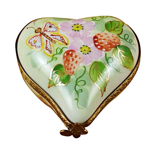 Rochard Small Heart with Strawberries Limoges Box