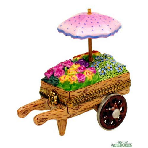 Rochard Pink Flower Cart Limoges Box