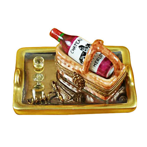 Rochard Tray with Wine Tasting Basket Limoges Box
