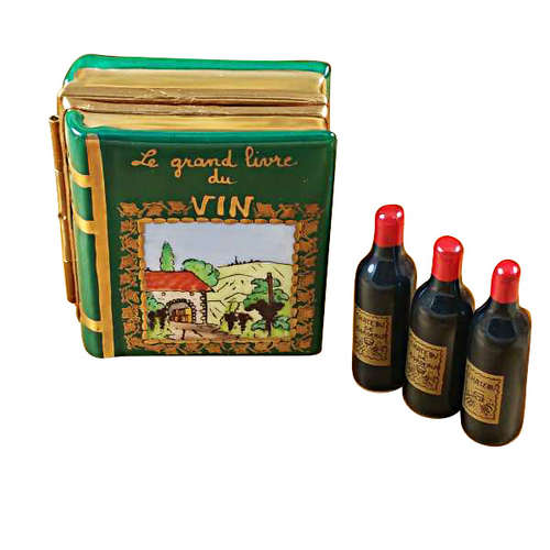 Rochard Wine Book with Three Bottles Limoges Box