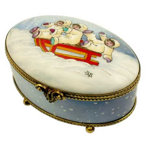 Rochard Studio Collection The Sleigh Holiday Oval Limoges Box