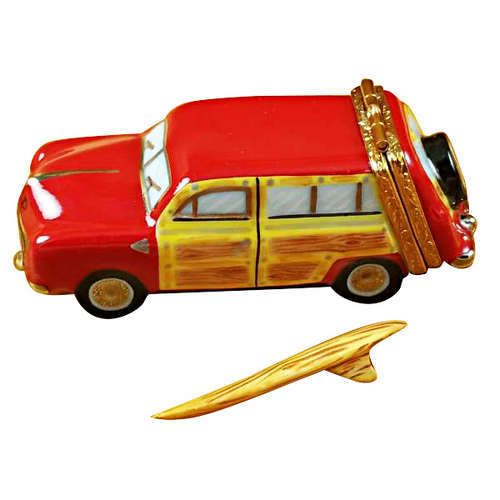 Rochard Woodie Station Wagon with Surf Board Limoges Box