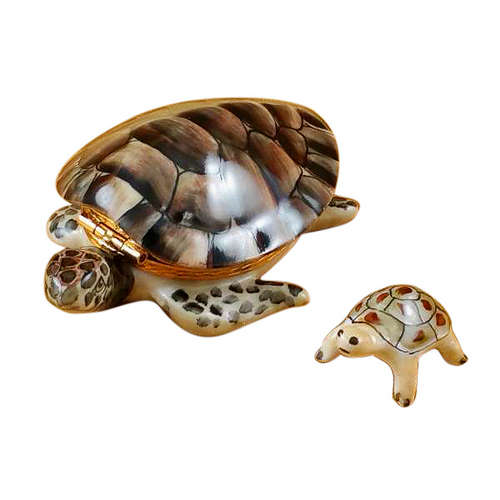Rochard Turtle with Baby Limoges Box