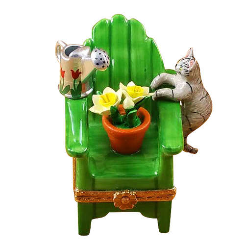 Rochard Adirondack Chair with Cat- Watering Can and Plant Limoges Box