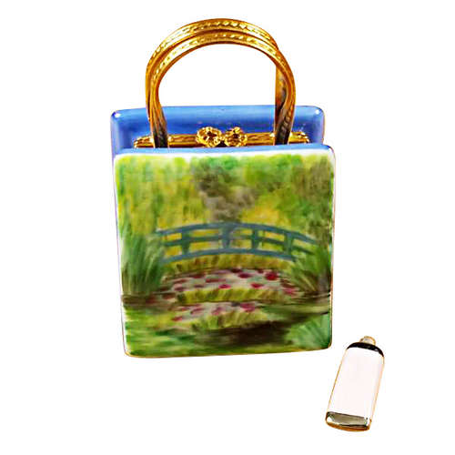 Rochard Monet Bag with Bridge and Water Lily Includes Removable Paint Tube Limoges Box