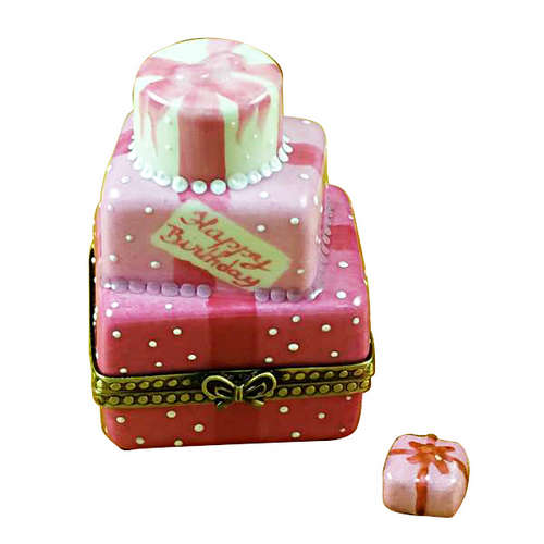 Rochard Pink Birthday Cake with Present Limoges Box
