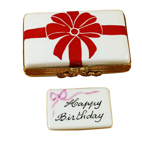 Rochard Gift Box with Red Bow - Happy Birthday Limoges Box