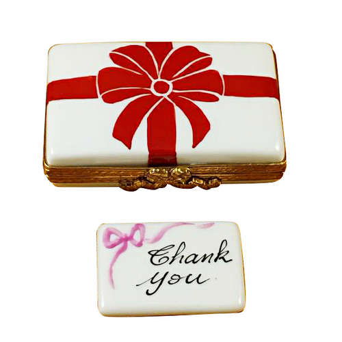 Rochard Gift Box with Red Bow - Thank You Limoges Box