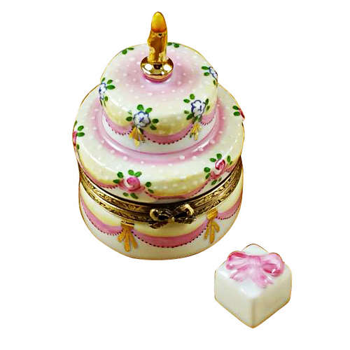 Rochard Two Layer Cake with Removable Porcelain Present Limoges Box