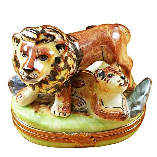 Rochard Lion with Baby Limoges Box