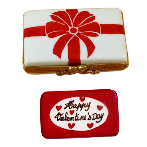 Rochard Gift Box with Red Bow - Happy Valentine's Day Limoges Box