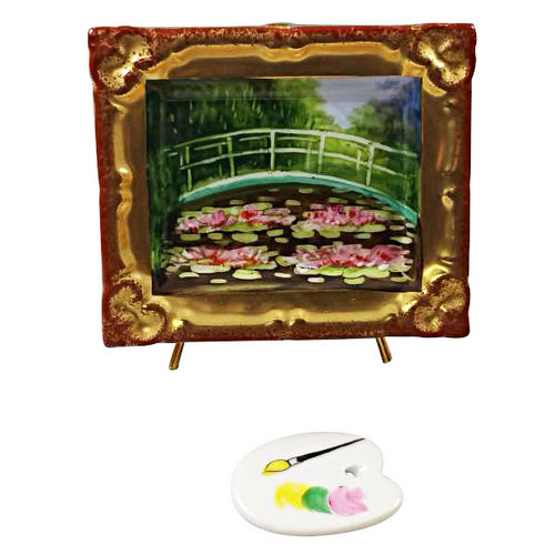 Rochard Monet Japanese Footbridge in Frame with Removable Palette Limoges Box