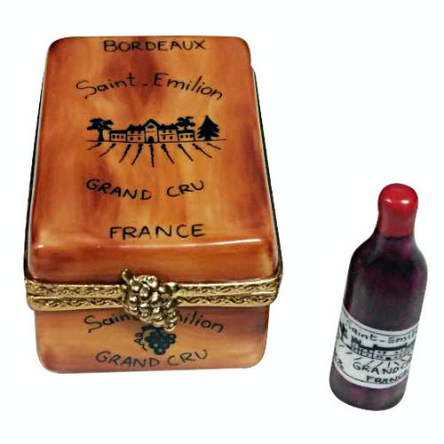 Rochard Bordeaux Wine Tasting Crate with Bottle Limoges Box