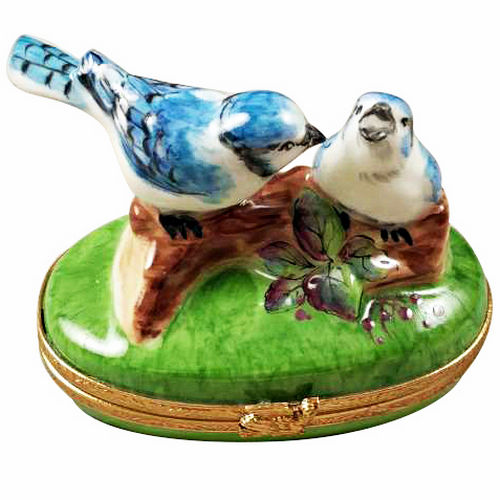 Rochard Blue Birds with Eggs Limoges Box